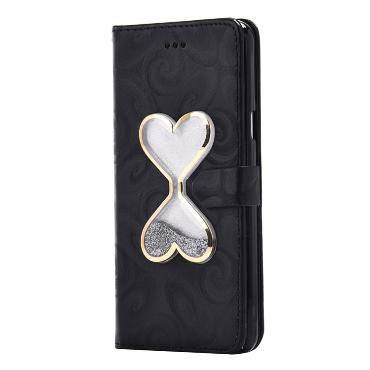 Dynamic Dual-heart Quick Sand Spiral Texture Leather Wallet Case for Samsung Galaxy A5 SM-A510F (2016) - Black-3
