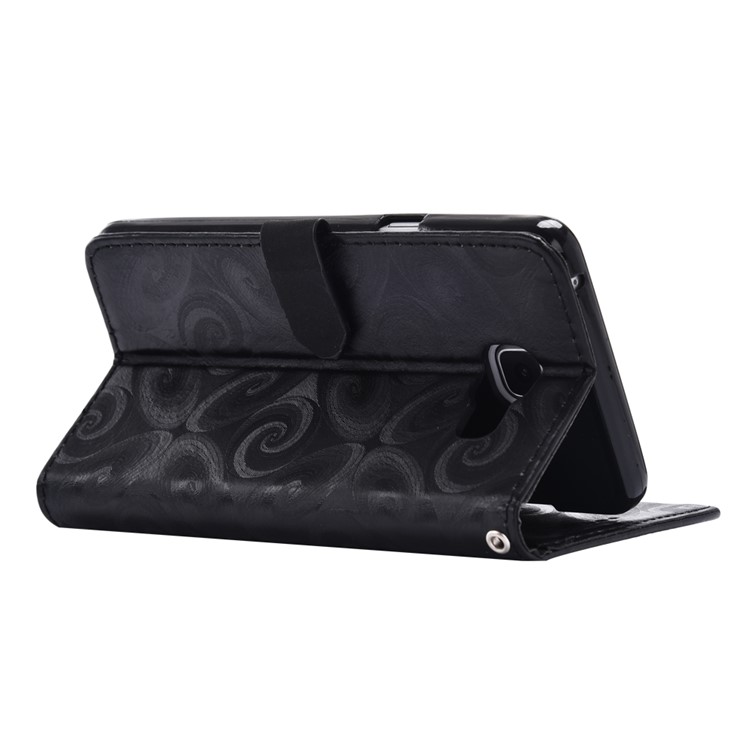 Dynamic Dual-heart Quick Sand Spiral Texture Leather Wallet Case for Samsung Galaxy A5 SM-A510F (2016) - Black-7