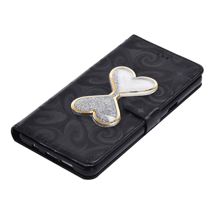 Dynamic Dual-heart Quick Sand Spiral Texture Leather Wallet Case for Samsung Galaxy A5 SM-A510F (2016) - Black-8