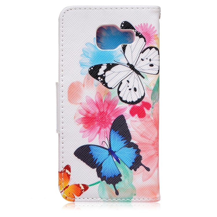 Patterned PU Leather Wallet Case for Samsung Galaxy A3 A310F (2016) - Beautiful Butterflies and Flowers-2