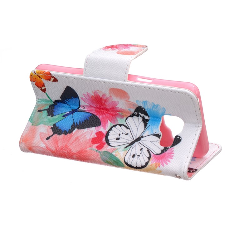 Patterned PU Leather Wallet Case for Samsung Galaxy A3 A310F (2016) - Beautiful Butterflies and Flowers-3