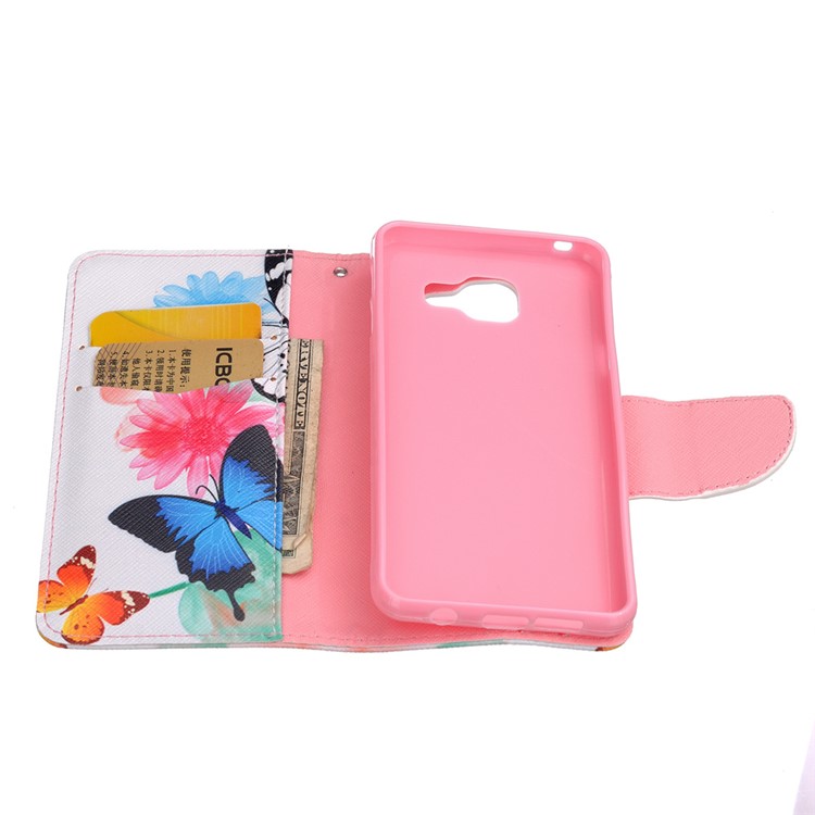 Patterned PU Leather Wallet Case for Samsung Galaxy A3 A310F (2016) - Beautiful Butterflies and Flowers-5