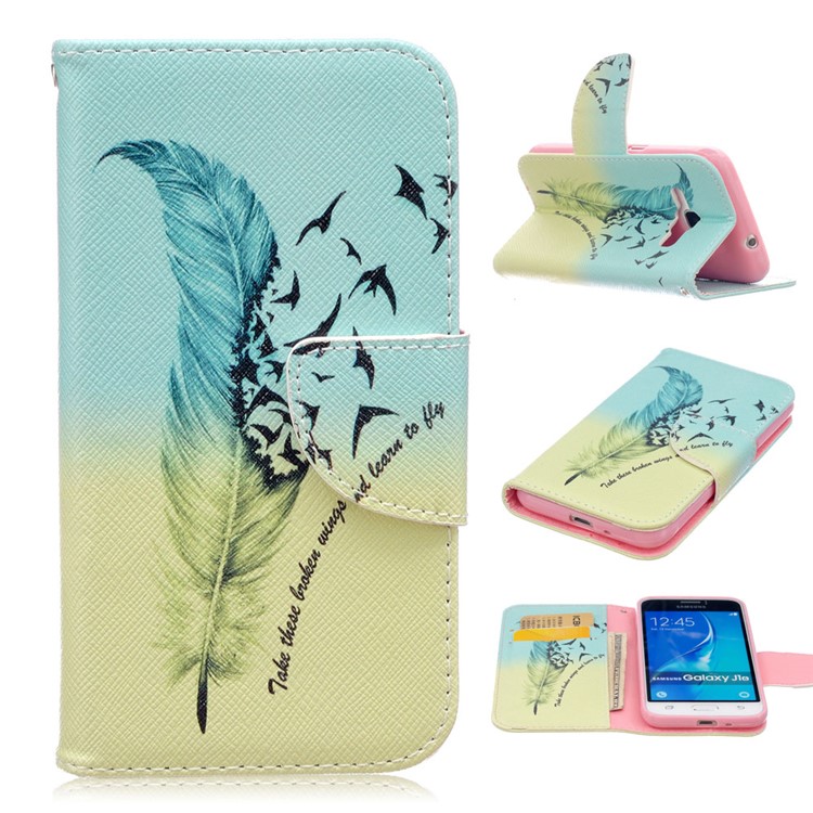 Patterned Leather Wallet Phone Case for Samsung Galaxy J1 (2016) J120 - Quill Pen and Quote-1