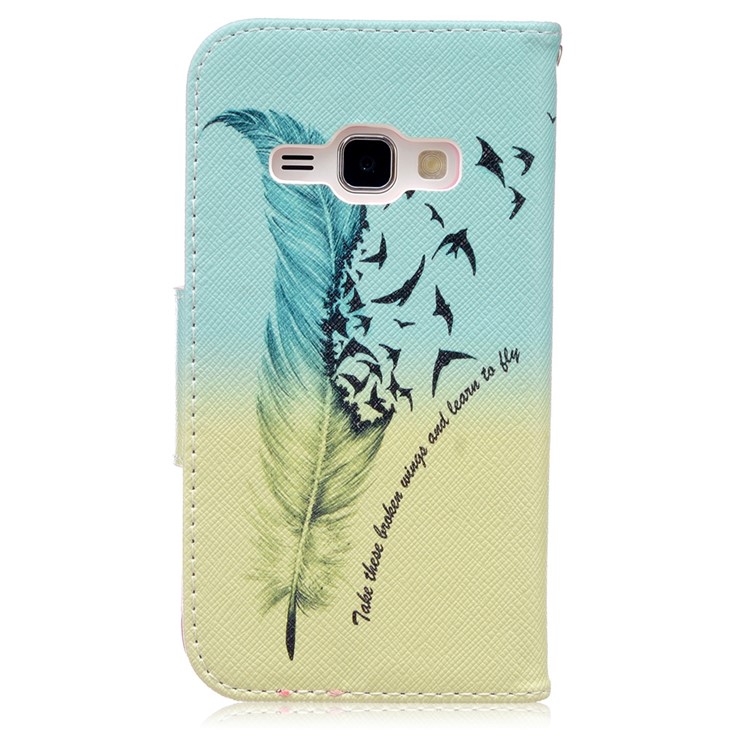 Patterned Leather Wallet Phone Case for Samsung Galaxy J1 (2016) J120 - Quill Pen and Quote-2