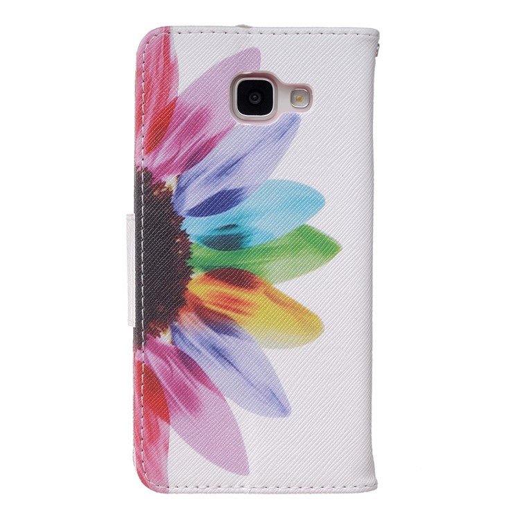 Patterned Leather Wallet Mobile Cover for Samsung Galaxy A5 SM-A510F (2016) - Colorful Sunflower-2