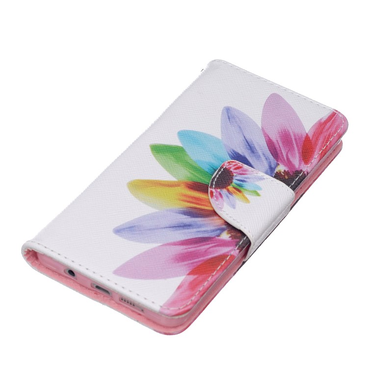 Patterned Leather Wallet Mobile Cover for Samsung Galaxy A5 SM-A510F (2016) - Colorful Sunflower-3