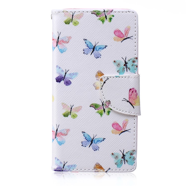 Patterned Leather Wallet Shell for Samsung Galaxy A5 SM-A500F - Many Colorful Butterflies-2