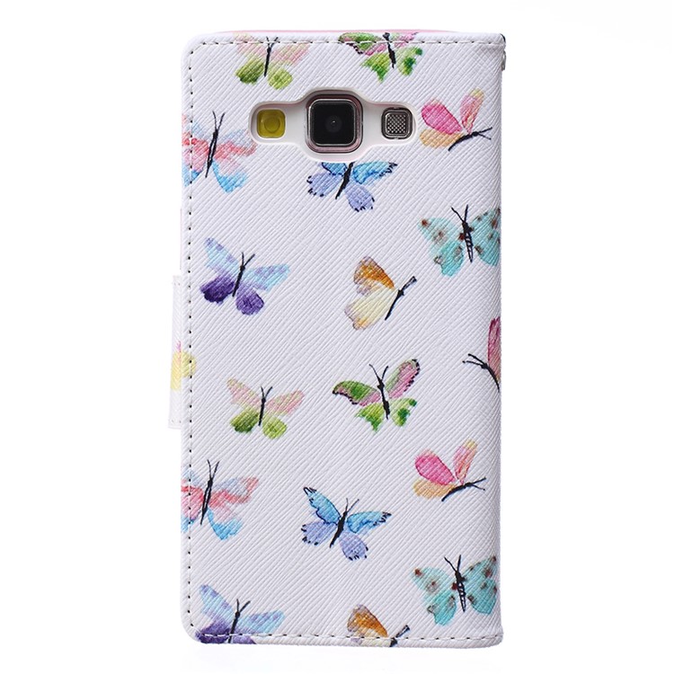 Patterned Leather Wallet Shell for Samsung Galaxy A5 SM-A500F - Many Colorful Butterflies-3