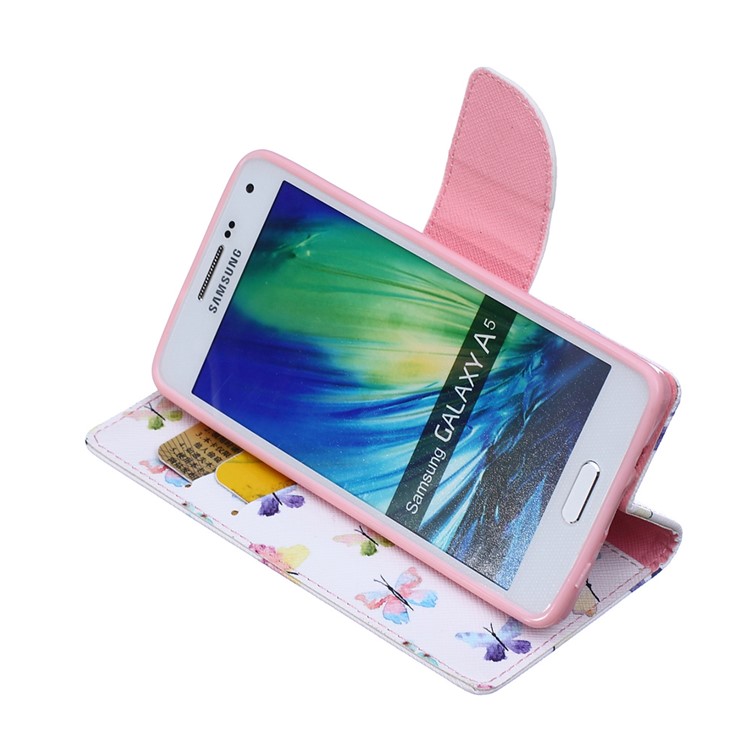 Patterned Leather Wallet Shell for Samsung Galaxy A5 SM-A500F - Many Colorful Butterflies-6