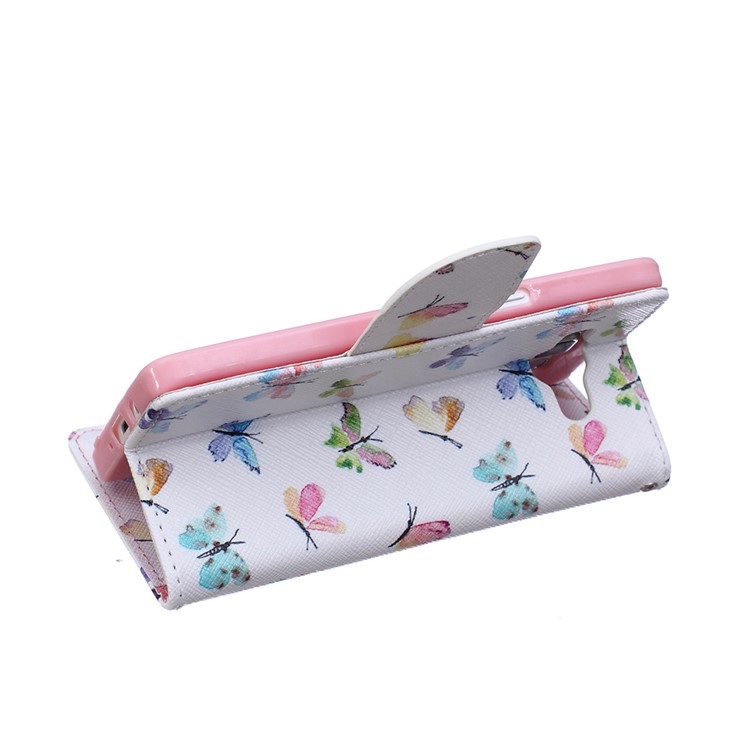 Patterned Leather Wallet Shell for Samsung Galaxy A5 SM-A500F - Many Colorful Butterflies-7
