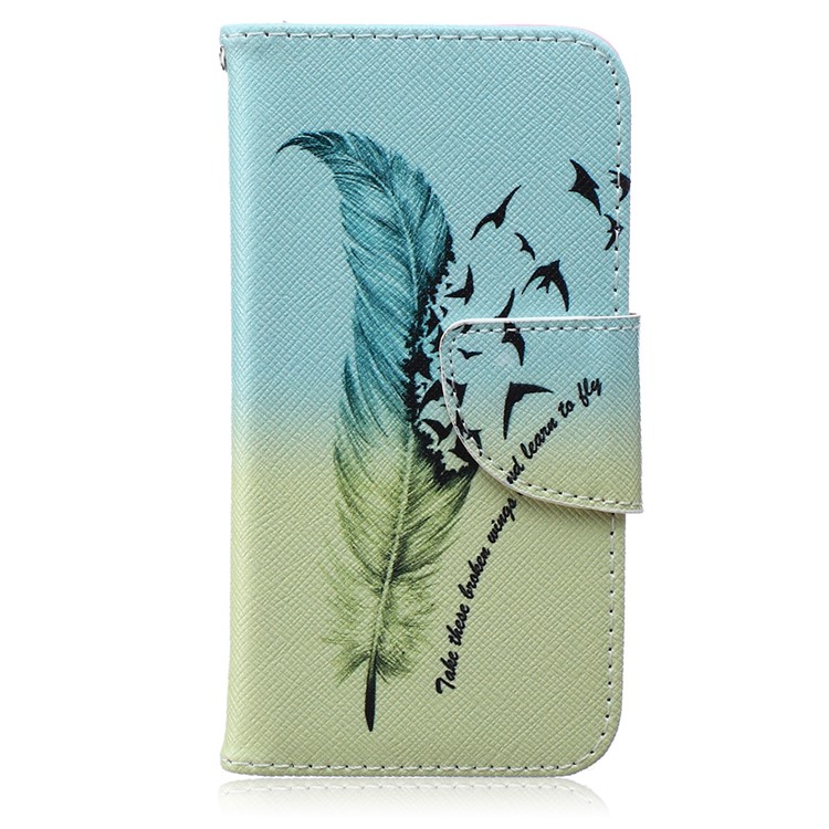 Wallet Leather Stand Case for Samsung Galaxy A3 SM-A300F - Feather Pattern-2