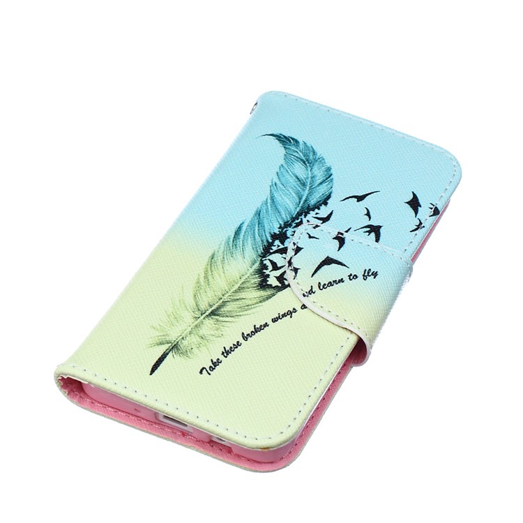 Wallet Leather Stand Case for Samsung Galaxy A3 SM-A300F - Feather Pattern-4