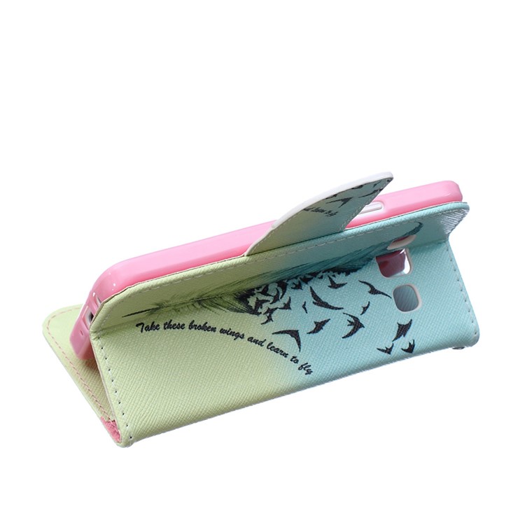 Wallet Leather Stand Case for Samsung Galaxy A3 SM-A300F - Feather Pattern-7