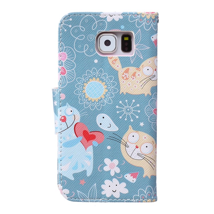 Pattern Printing Leather Wallet Case for Samsung Galaxy S6 SM-G920 - Cartoon Pattern-3