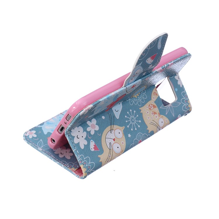 Pattern Printing Leather Wallet Case for Samsung Galaxy S6 SM-G920 - Cartoon Pattern-7