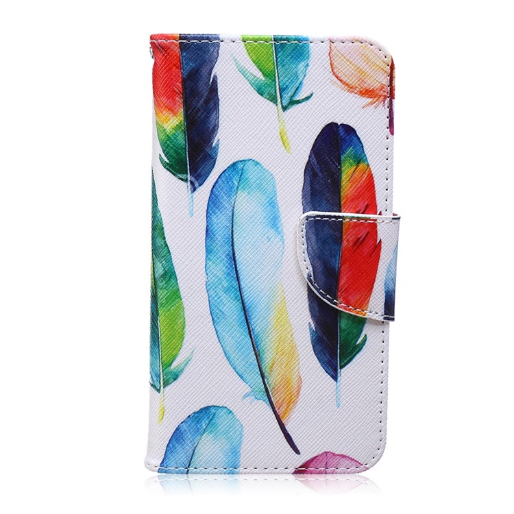 Pattern Printing Leather Wallet Mobile Case for Samsung Galaxy J5 SM-J500F - Colorized Feathers-2