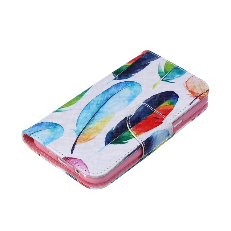 Pattern Printing Leather Wallet Mobile Case for Samsung Galaxy J5 SM-J500F - Colorized Feathers-4