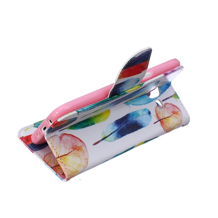 Pattern Printing Leather Wallet Mobile Case for Samsung Galaxy J5 SM-J500F - Colorized Feathers-6