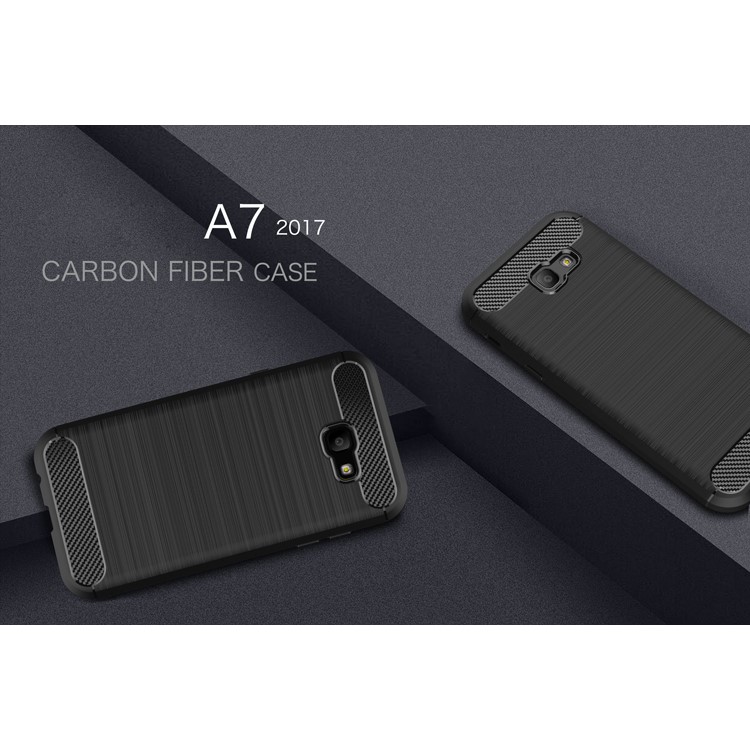 Carbon Fiber Brushed TPU Shockproof Case for Samsung Galaxy A7 (2017) SM-A720F - Black-2