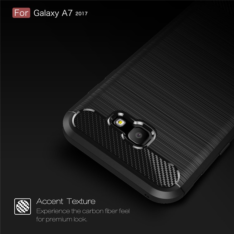 Carbon Fiber Brushed TPU Shockproof Case for Samsung Galaxy A7 (2017) SM-A720F - Black-5