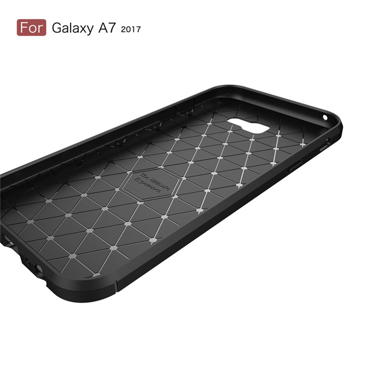 Carbon Fiber Brushed TPU Shockproof Case for Samsung Galaxy A7 (2017) SM-A720F - Black-6