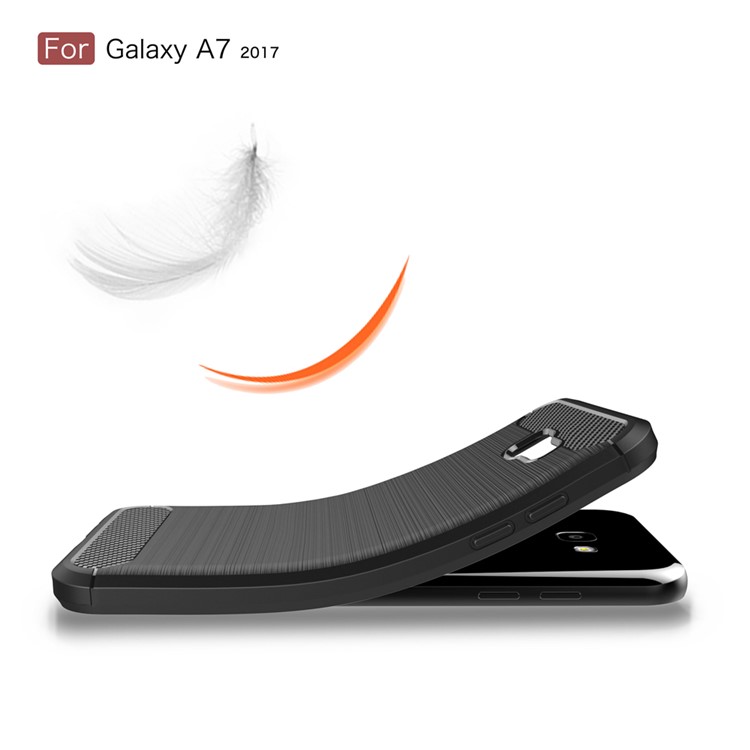 Carbon Fiber Brushed TPU Shockproof Case for Samsung Galaxy A7 (2017) SM-A720F - Black-8