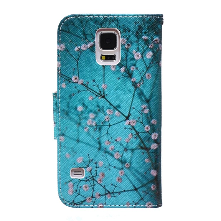 Patterned Wallet Leather Case for Samsung Galaxy S5 G900 - Pink Floret-2