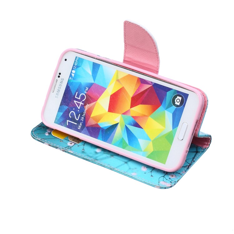 Patterned Wallet Leather Case for Samsung Galaxy S5 G900 - Pink Floret-5
