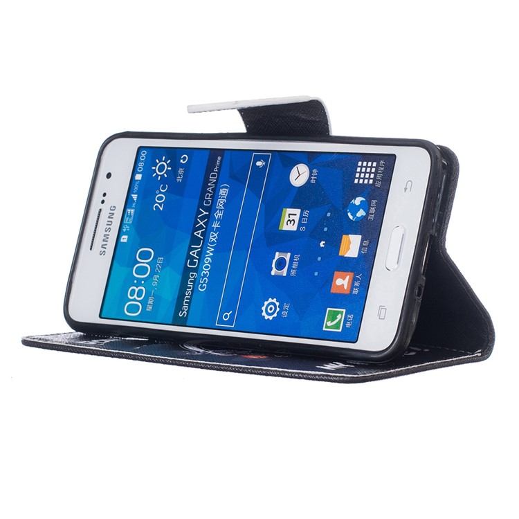 Patterned Leather Wallet Case for Samsung Galaxy Grand Prime SM-G530 - Warning Words and Comic Figure-4