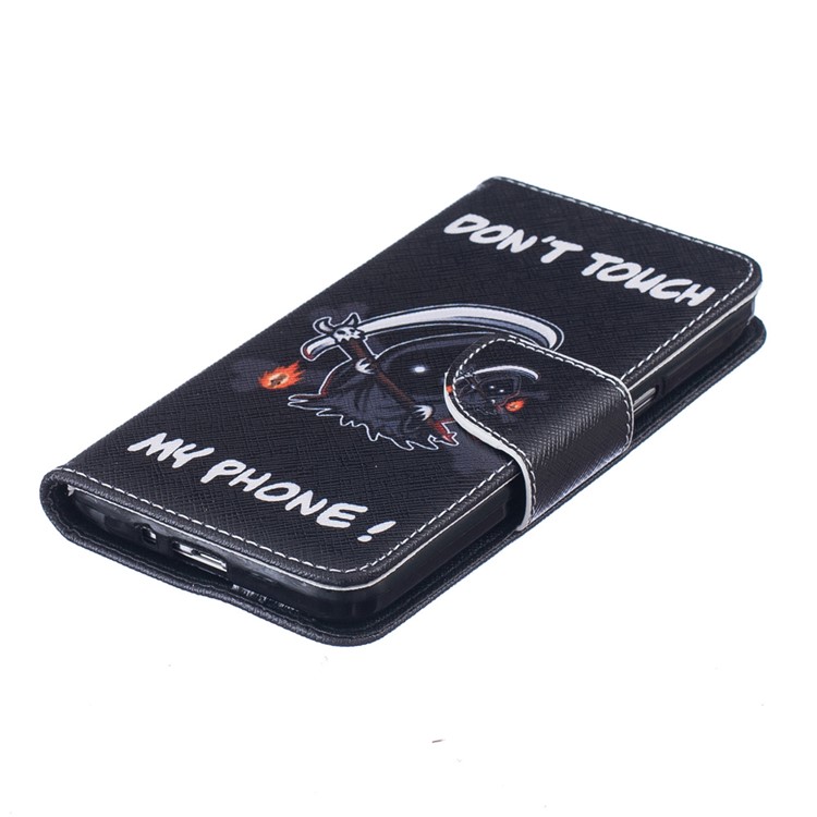 Patterned Leather Wallet Case for Samsung Galaxy Grand Prime SM-G530 - Warning Words and Comic Figure-7