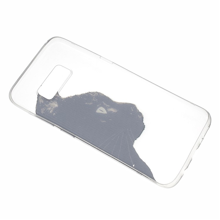 For Samsung Galaxy S8 Patterned Clear TPU Case Cover - Black Cat Head-3