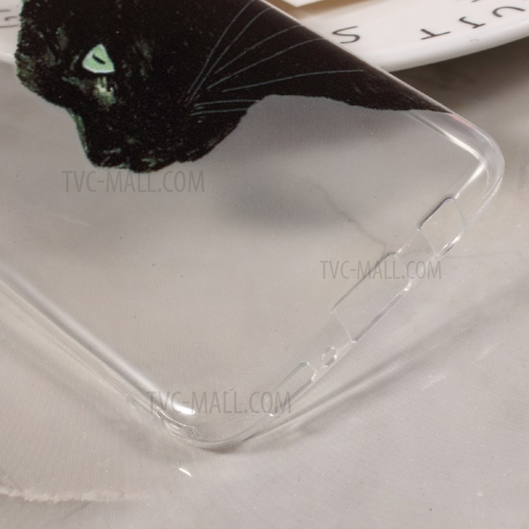 For Samsung Galaxy S8 Patterned Clear TPU Case Cover - Black Cat Head-5