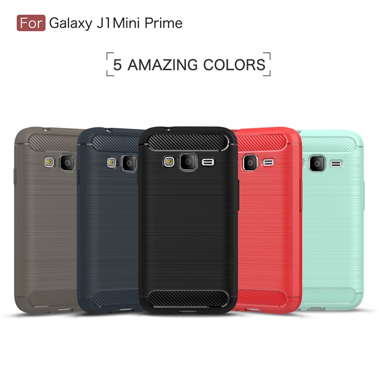 Carbon Fibre Brushed TPU Shell for Samsung Galaxy J1 mini prime - Black-11