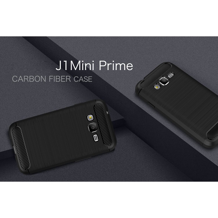 Carbon Fibre Brushed TPU Shell for Samsung Galaxy J1 mini prime - Black-2