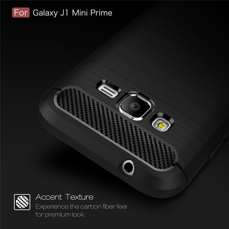 Carbon Fibre Brushed TPU Shell for Samsung Galaxy J1 mini prime - Black-5