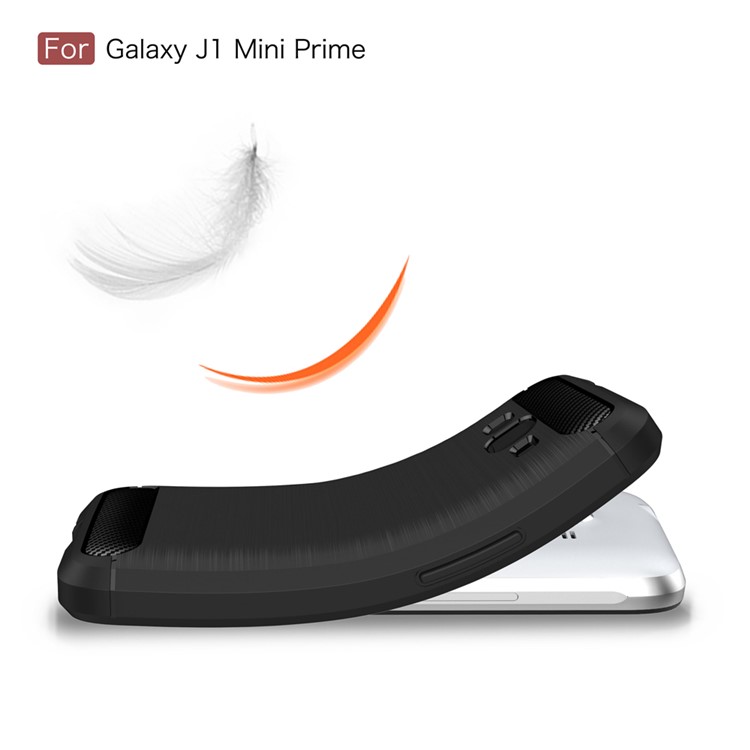 Carbon Fibre Brushed TPU Shell for Samsung Galaxy J1 mini prime - Black-8