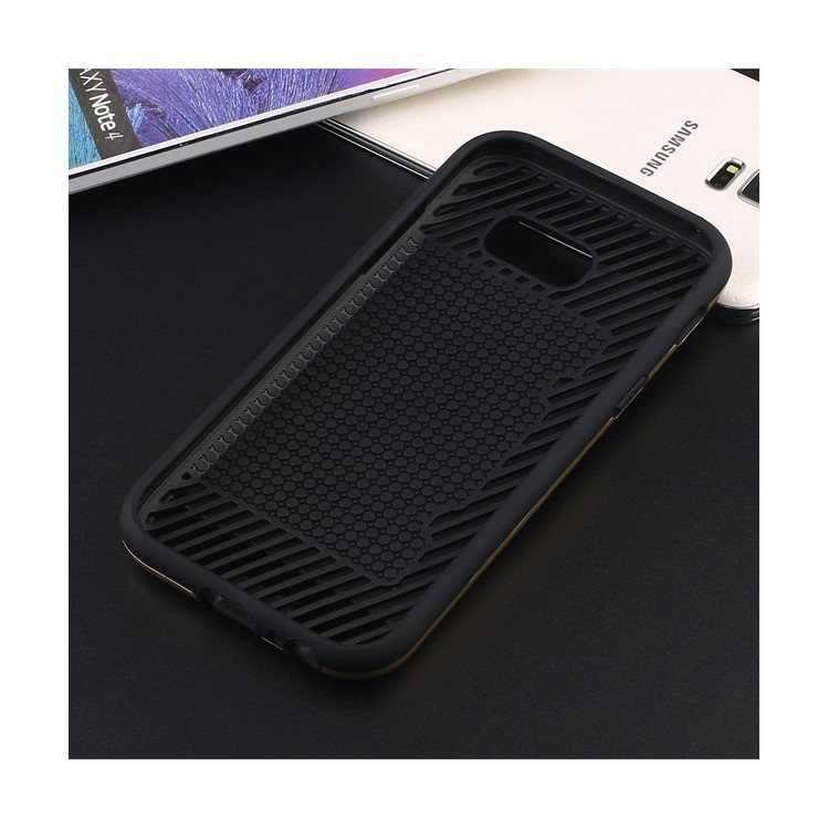 Brushed Plastic + TPU Case with Card Holder for Samsung Galaxy A7 (2017) SM-A720F - Black-2