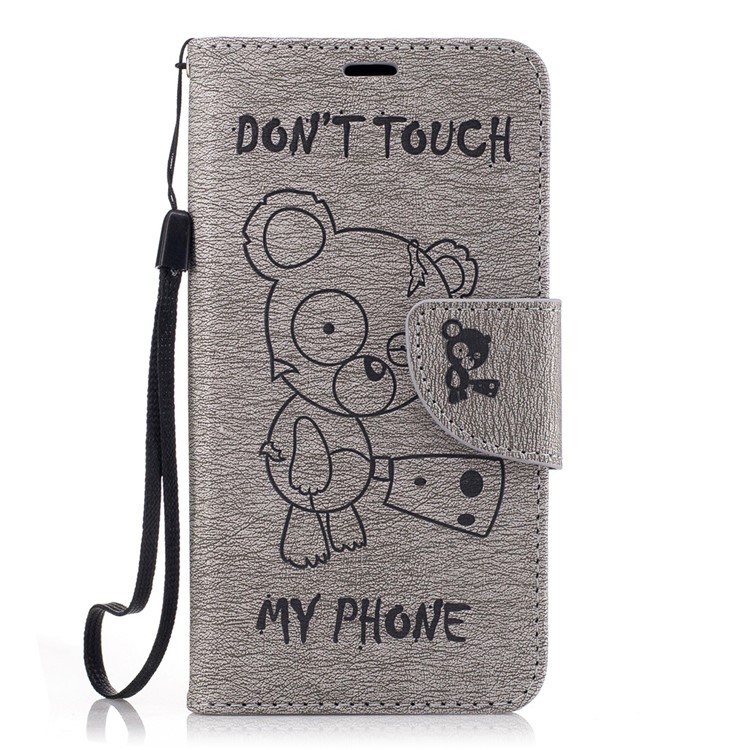 Imprinted Bear Pattern Leather Wallet Phone Case for Samsung Galaxy J3 Emerge/J3 Prime/J3 (2017) - Grey-2