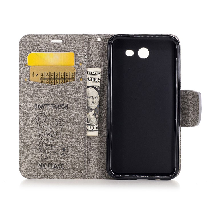 Imprinted Bear Pattern Leather Wallet Phone Case for Samsung Galaxy J3 Emerge/J3 Prime/J3 (2017) - Grey-4
