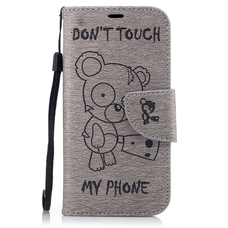 Imprint Bear Pattern Leather Wallet Phone Cover for Samsung Galaxy A3 (2017) - Grey-2