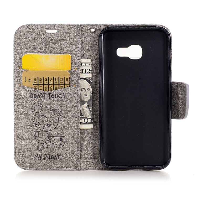Imprint Bear Pattern Leather Wallet Phone Cover for Samsung Galaxy A3 (2017) - Grey-4
