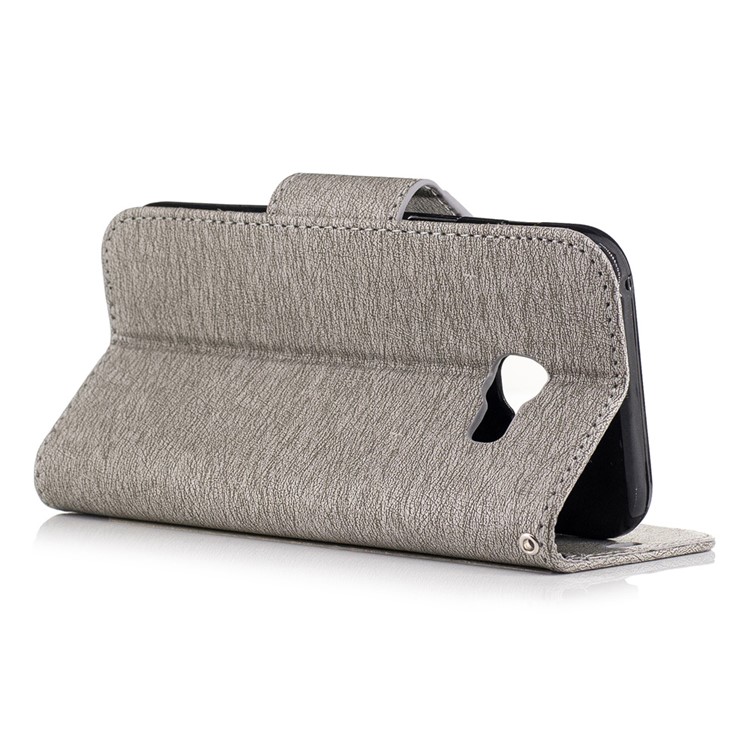 Imprint Bear Pattern Leather Wallet Phone Cover for Samsung Galaxy A3 (2017) - Grey-7