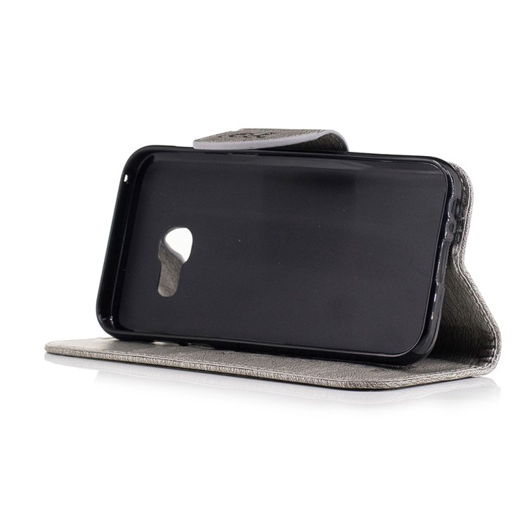 Imprint Bear Pattern Leather Wallet Phone Cover for Samsung Galaxy A3 (2017) - Grey-8