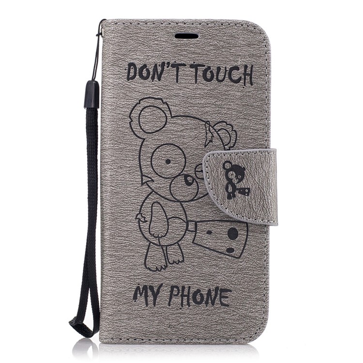 Imprint Bear Pattern Leather Wallet Phone Cover for Samsung Galaxy A5 (2017) - Grey-2