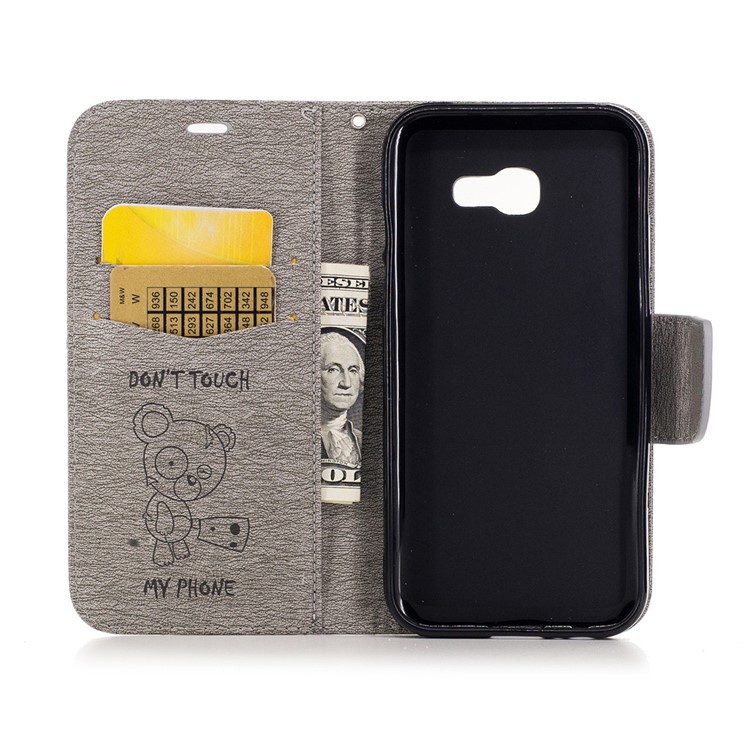 Imprint Bear Pattern Leather Wallet Phone Cover for Samsung Galaxy A5 (2017) - Grey-4