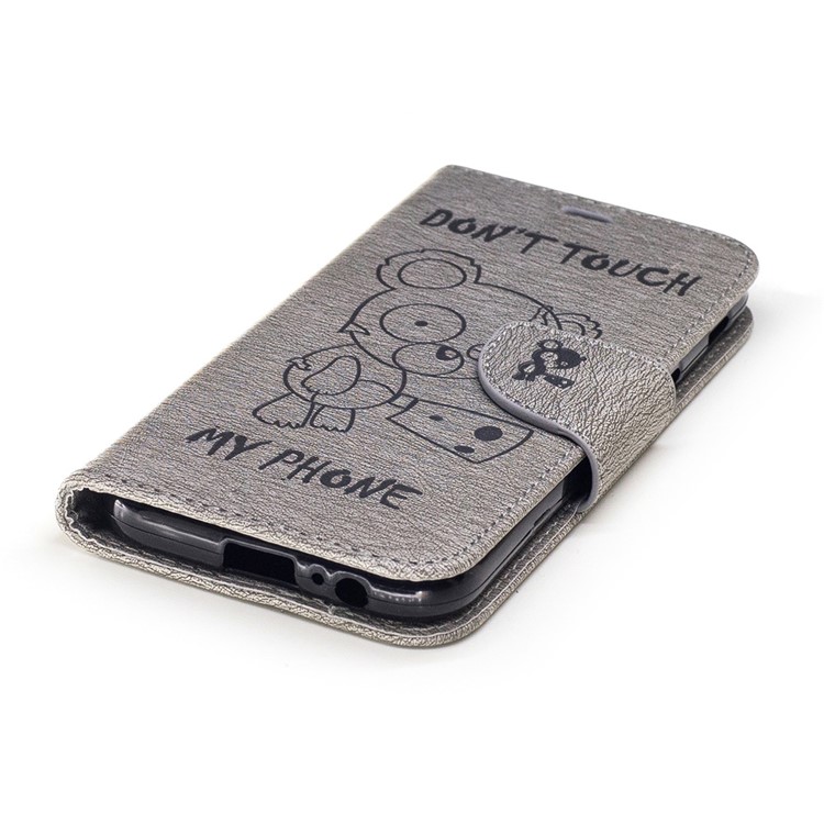 Imprint Bear Pattern Leather Wallet Phone Cover for Samsung Galaxy A5 (2017) - Grey-5