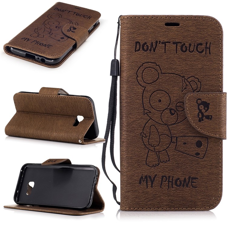 

Imprint Bear Pattern Leather Wallet Phone Stand Casing for Samsung Galaxy A5 (2017) - Brown