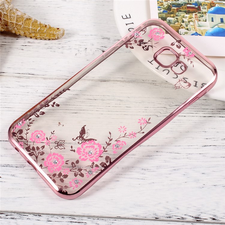 Diamante flower butterfly plated tpu phone
