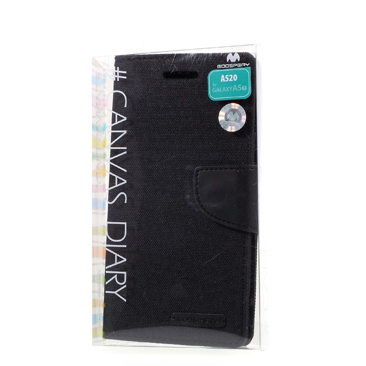 MERCURY GOOSPERY Canvas Diary Leather Case for Samsung Galaxy A5 (2017) SM-A520F - Black-10