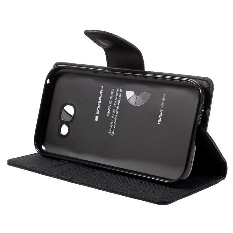MERCURY GOOSPERY Canvas Diary Leather Case for Samsung Galaxy A5 (2017) SM-A520F - Black-4